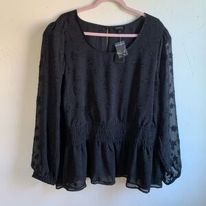 Torrid Women’s Stars Smocked Waist Crinkle Chiffon Puff Sleeve Top 5X Black NWT